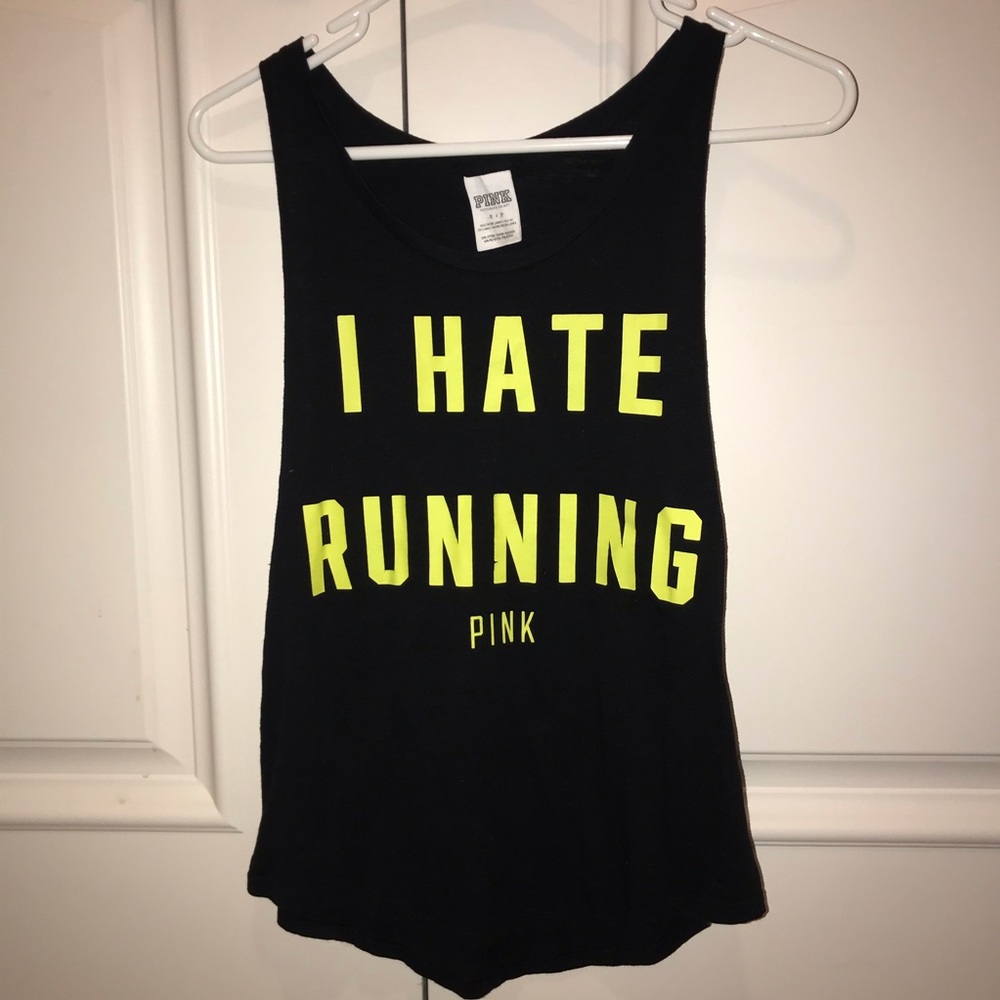 ‘I Hate Running’ PINK athletic tank top